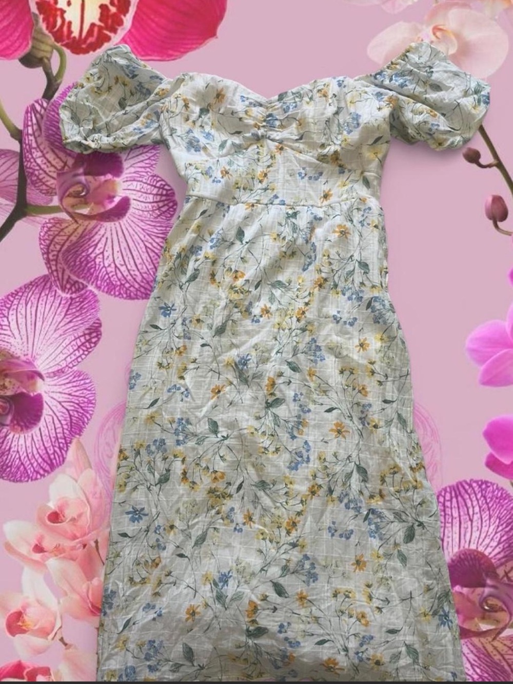 Floral Dress in White and Pastel Flowers